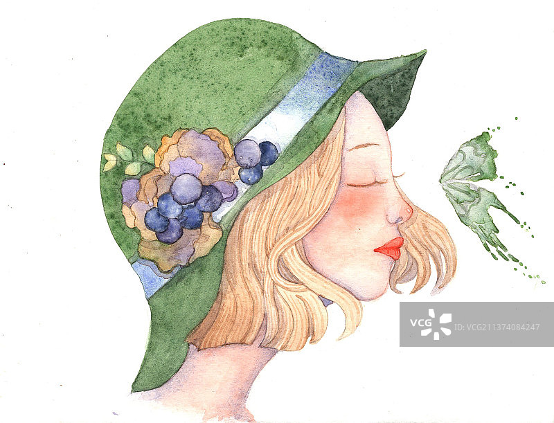 戴帽子的女孩图片素材