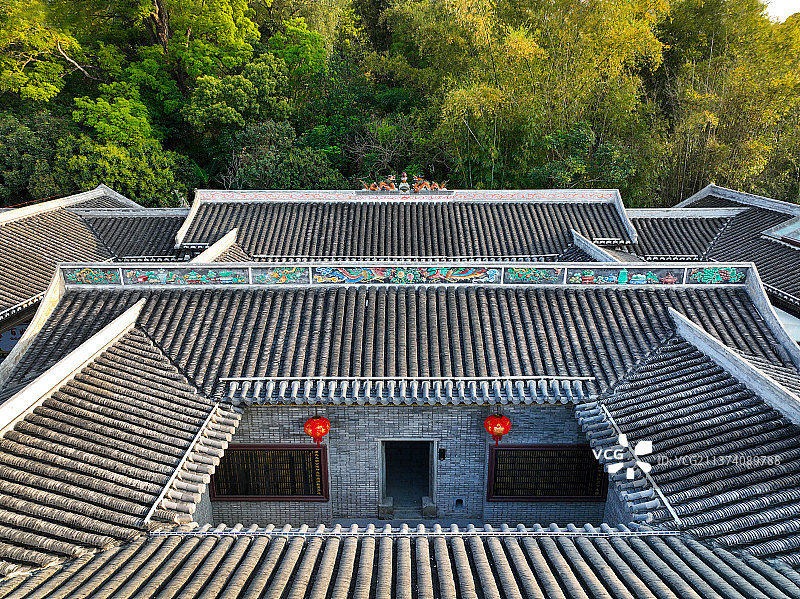 广东省惠州市惠阳区良井镇矮光村李氏宗祠良井原乡航拍图片素材