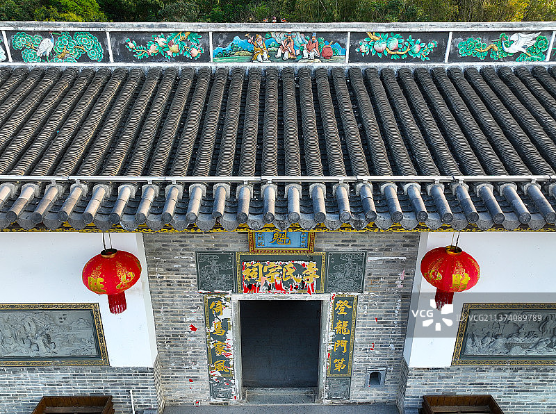 广东省惠州市惠阳区良井镇矮光村李氏宗祠良井原乡航拍图片素材