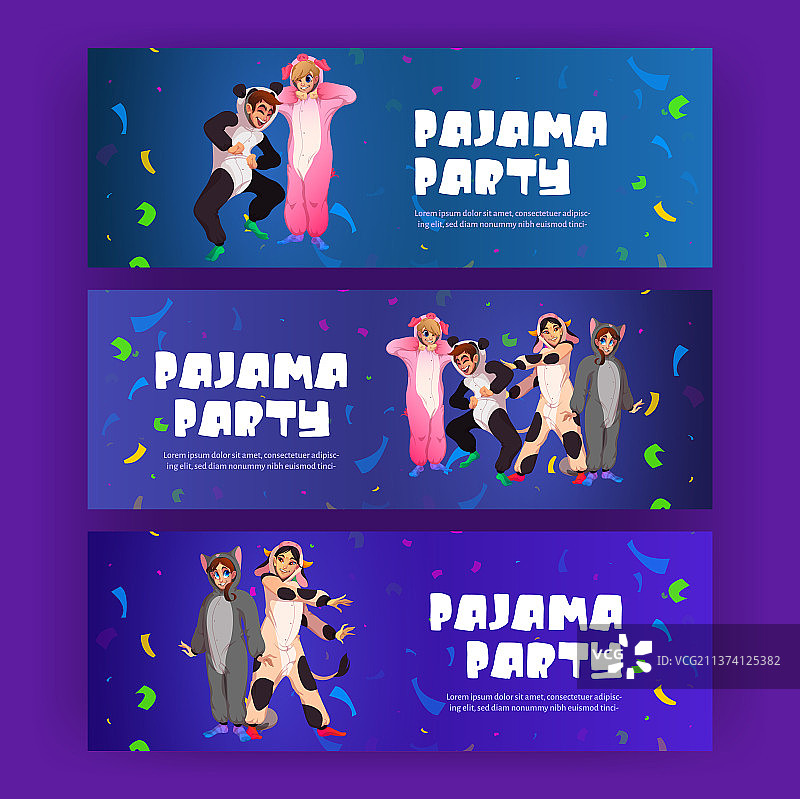 人们身穿玩偶服的睡衣派对海报图片素材