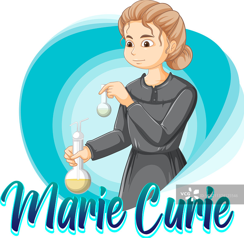 居里夫人的卡通风格肖像图片素材
