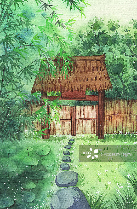 夏天的小院图片素材