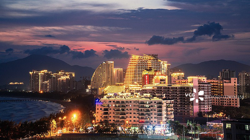 三亚湾傍晚时分图片素材