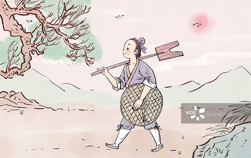 大禹治水三过家门而不入古代成语故事图片素材