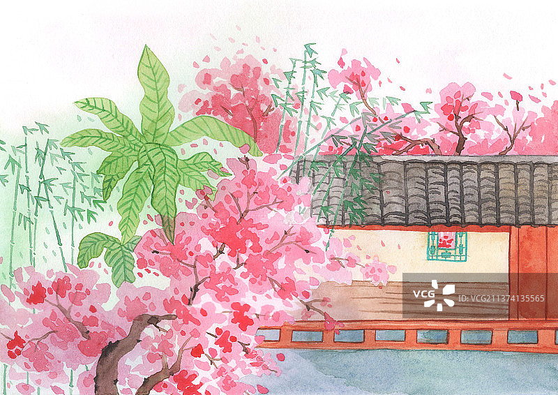 春天的庭院图片素材