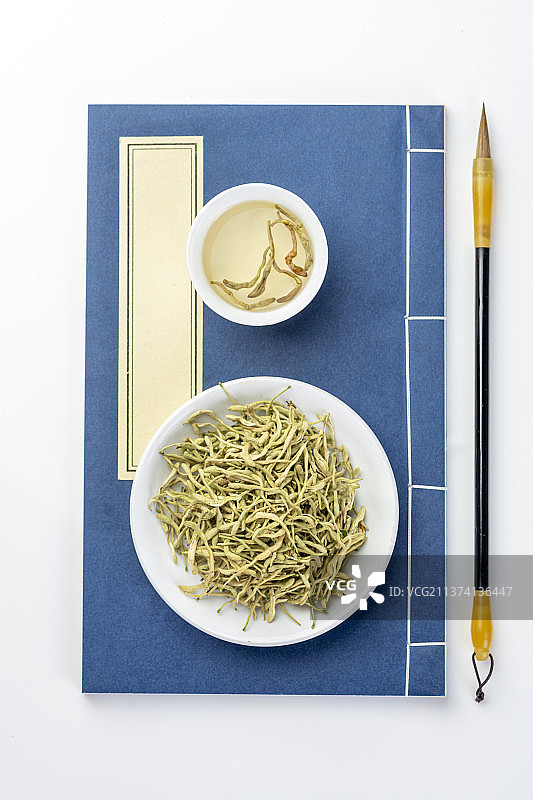 传统中药金银花特写图片素材