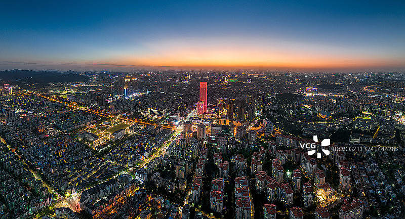 广东中山城市天际线 夜景航拍图片素材