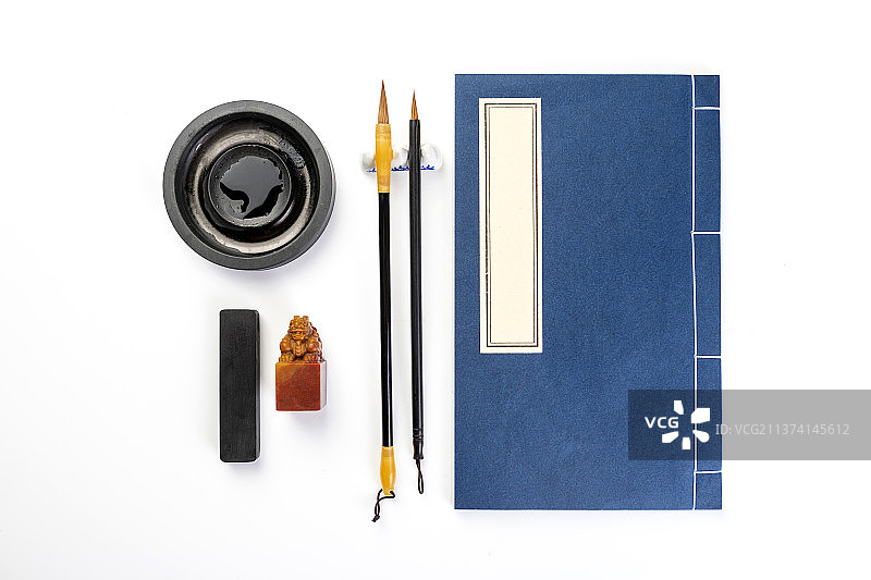 文房四宝纸笔墨砚白底图素材图图片素材