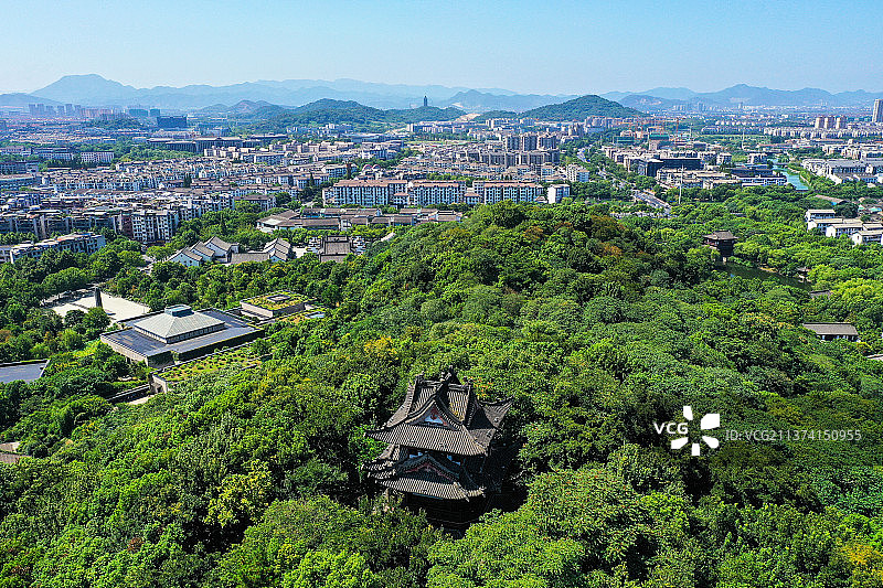 东越胜境蓬莱阁+浙江省绍兴市越城区府山公园图片素材