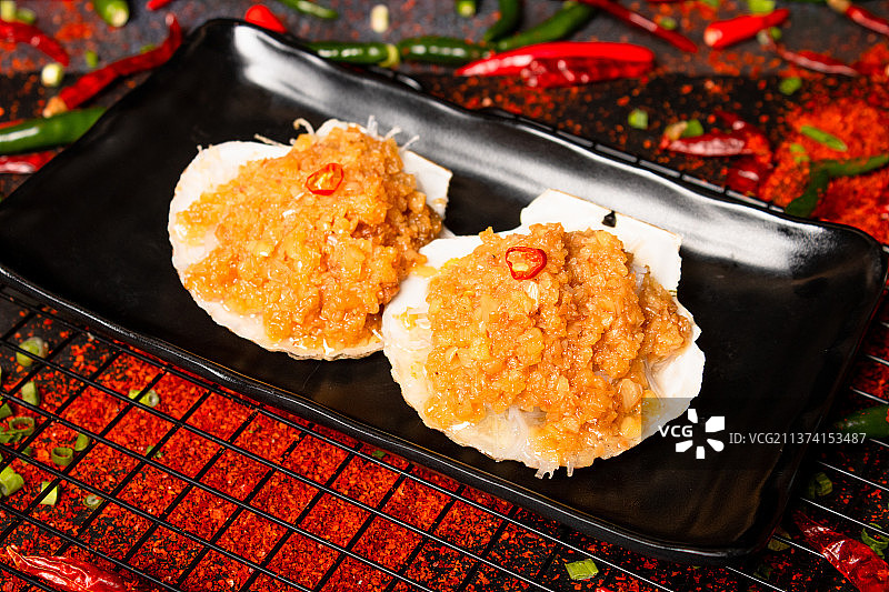 蒜蓉烤扇贝图片素材