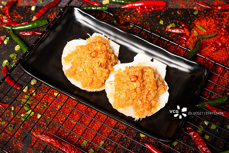 蒜蓉烤扇贝图片素材