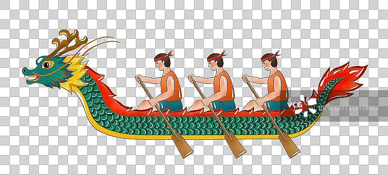 端午节划龙舟比赛国潮素材图片素材