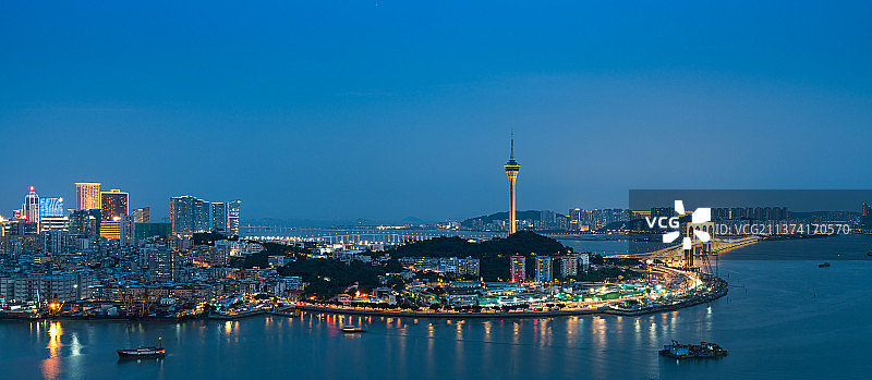 晴朗天气澳门旅游塔西湾大桥全景图片素材