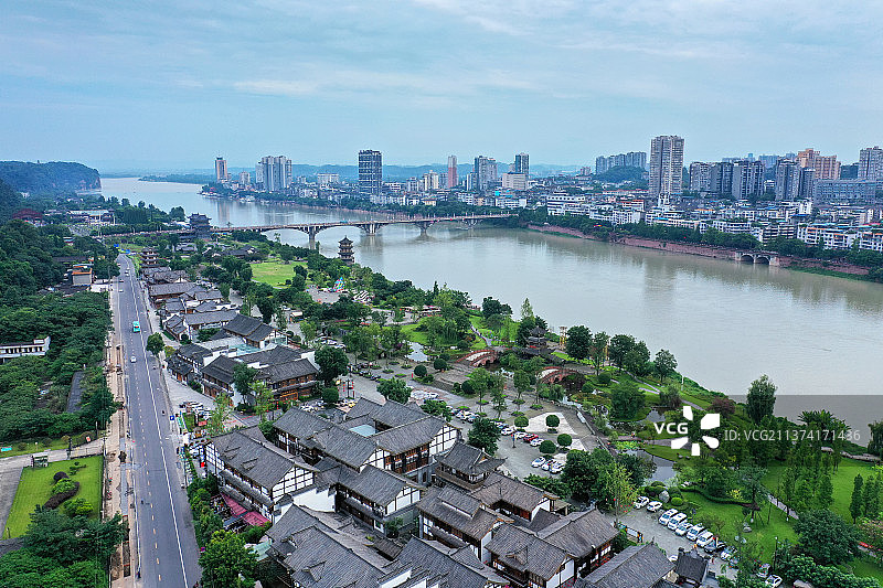 嘉州长卷天街与滨河公园+四川省乐山市市中区嘉州长卷图片素材