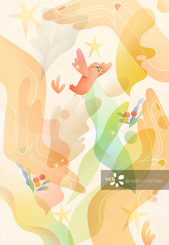 抽象守护保护动物插画图片素材