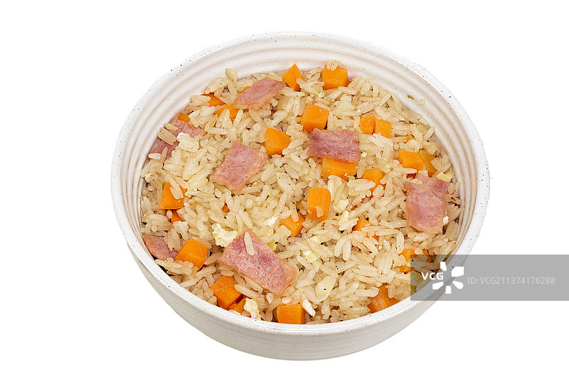 碗装鸡蛋火腿胡萝卜炒饭图片素材