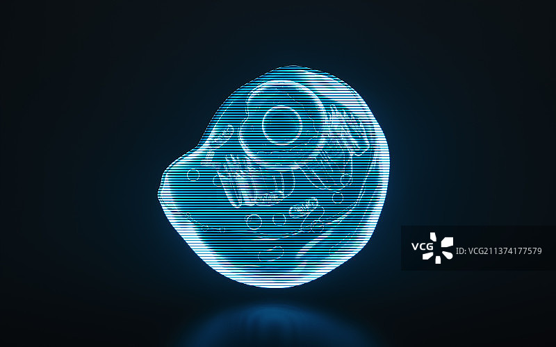 全息影像细胞结构图形3D渲染图片素材