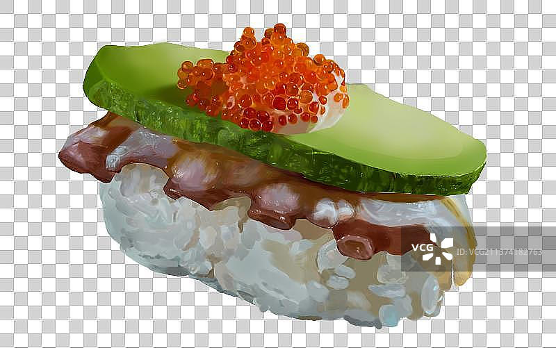 鱼籽牛油果鱿鱼寿司图片素材