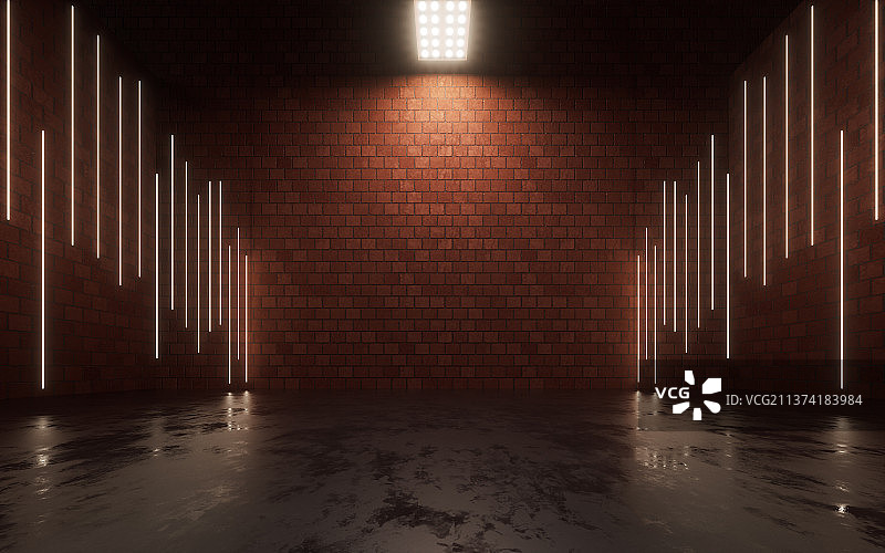 复古砖墙建筑背景3D渲染图片素材