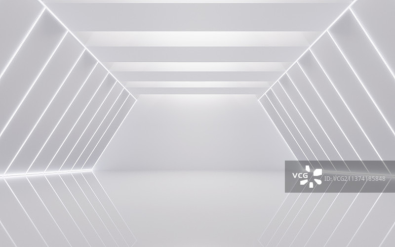 白色未来感隧道3D渲染图片素材