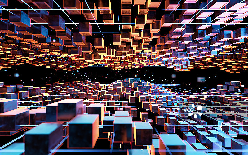 方块几何体创意空间3D渲染图片素材