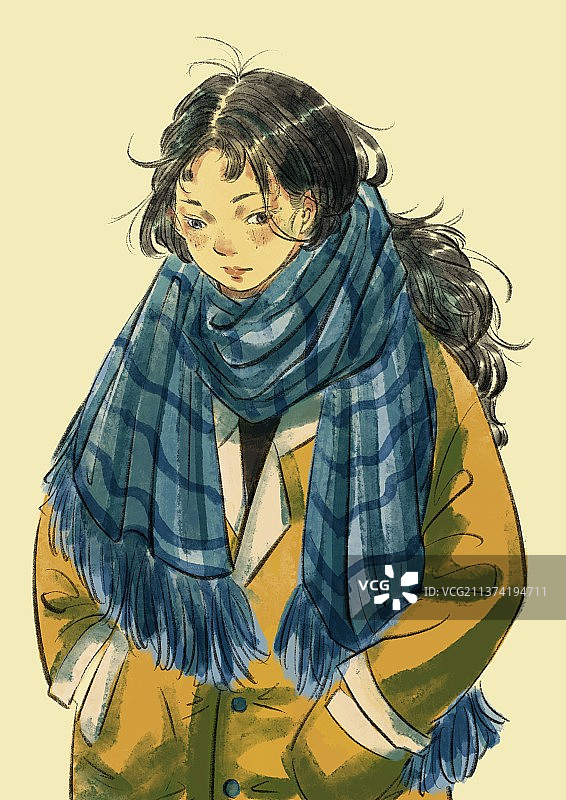 冬日围巾女孩图片素材