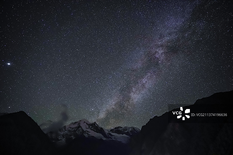 雨崩雪山银河星空图片素材