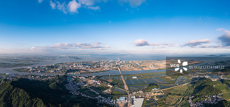 中山市翠亨新区马鞍岛与建设中的深中通道图片素材