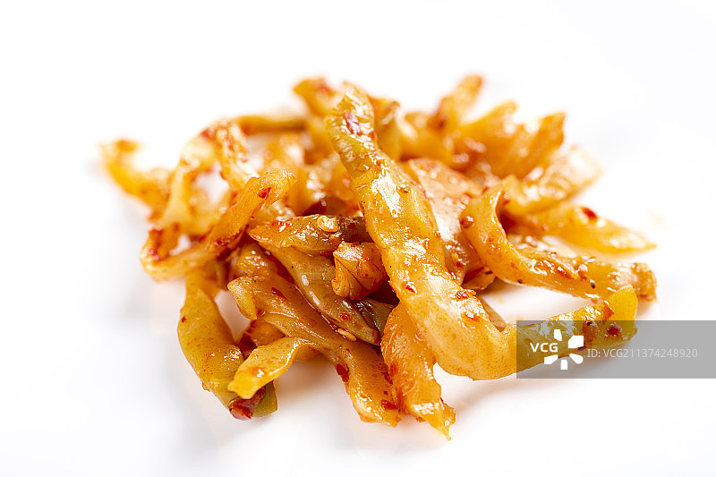 佐餐小菜麻辣榨菜丝特写白色背景图片素材