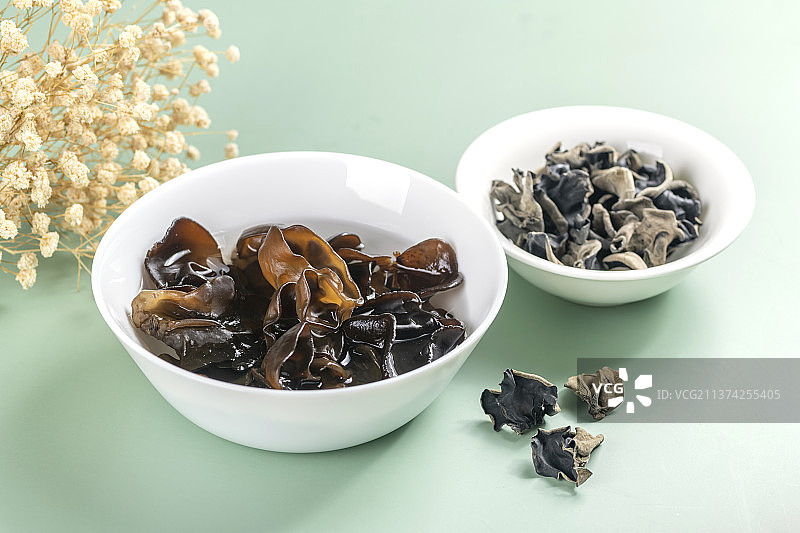 木耳特写绿色背景图片素材