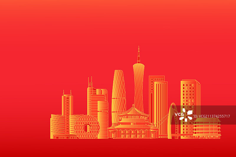 广州建筑群矢量插画图片素材