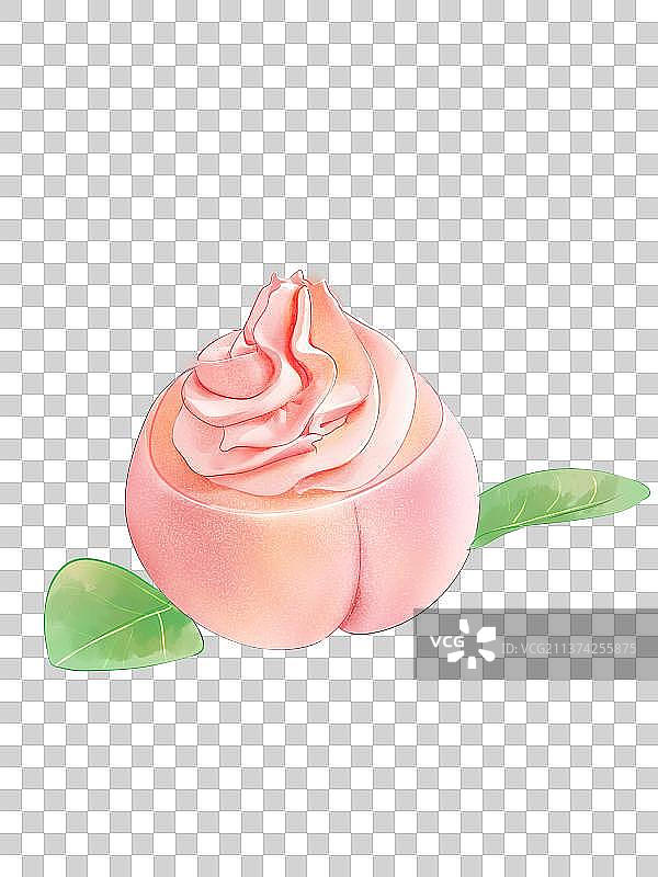 夏天|桃子蛋糕|奶油图片素材