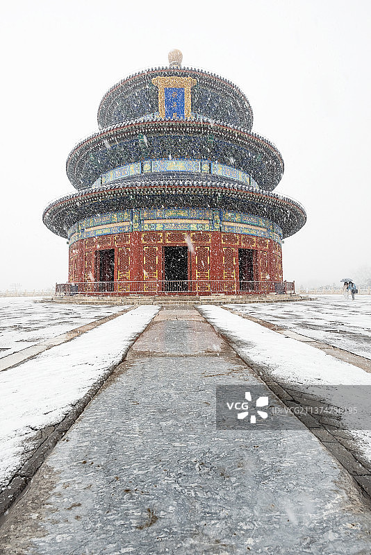 大雪纷飞天坛祈年殿图片素材