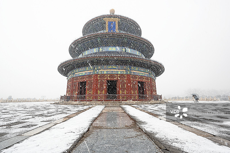 大雪纷飞天坛祈年殿图片素材