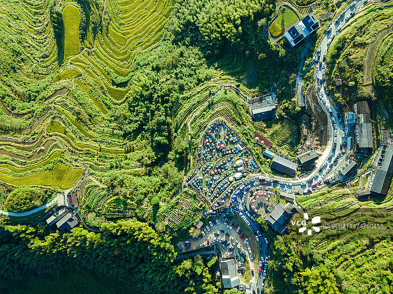 浙江丽水云和梯田景区航拍大疆风光图片素材