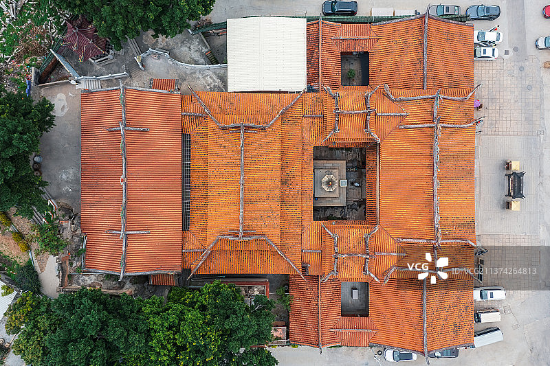 福建漳州闽南故宫——白礁慈济宫（慈济祖宫）户外航拍正上方视角图片素材