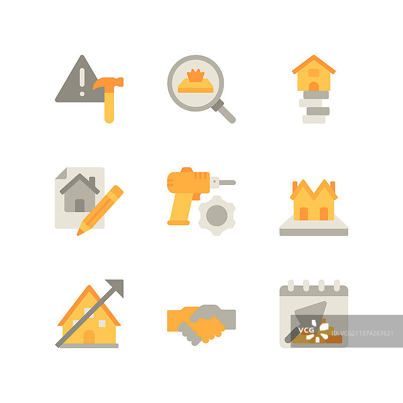 房地产与建筑施工图标系列图片素材