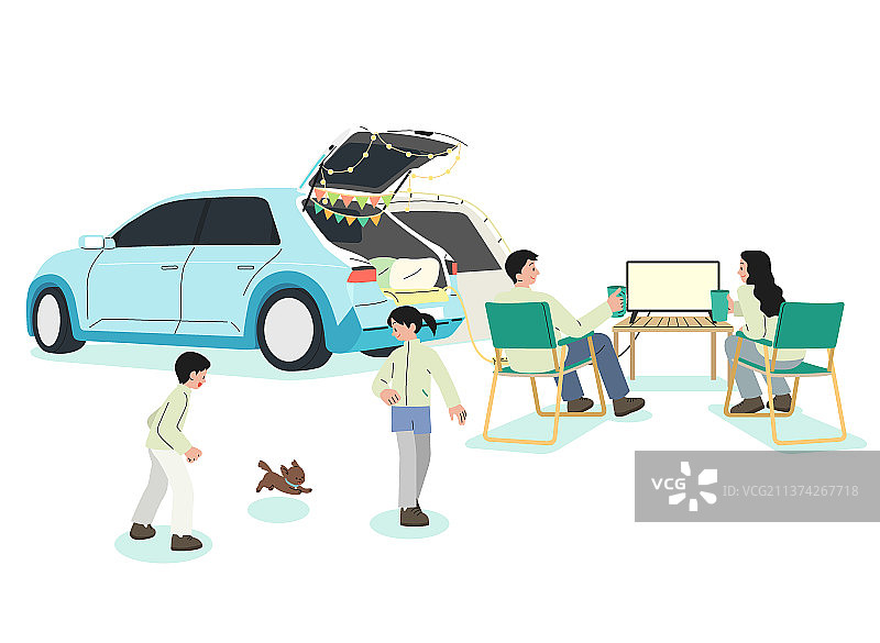 用于汽车露营的智能移动汽车矢量图图片素材