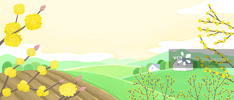 鲜花和农场的春天背景图片素材