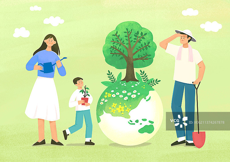 植树节插画图片素材