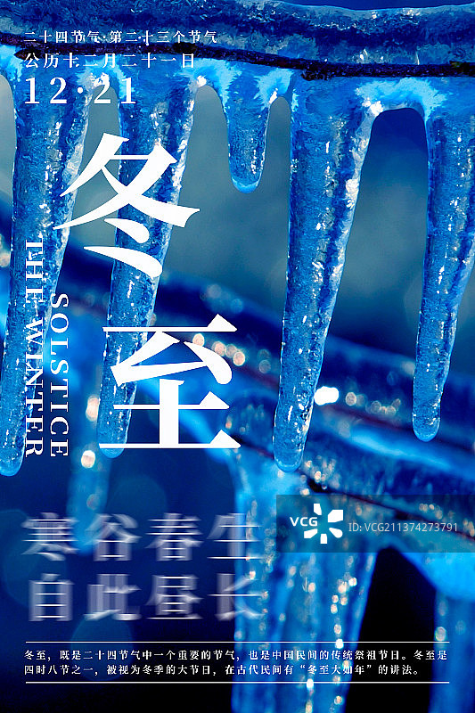 自然植物风景二十四节气海报之冬至图片素材