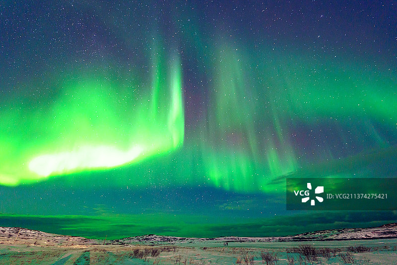 俄罗斯摩尔曼斯克旅游北极光自然风光夜景图片素材