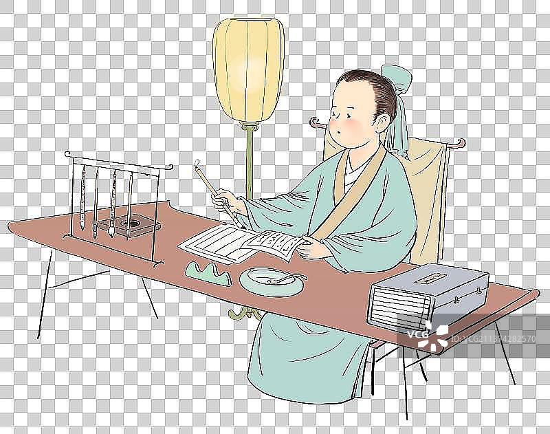 读书写字的古代书生图片素材
