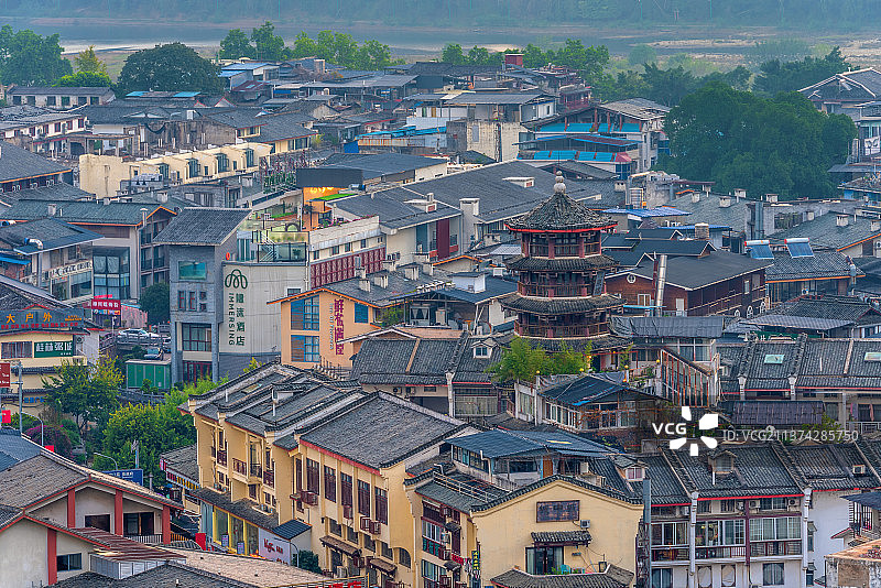 中国广西桂林阳朔西街清晨风光图片素材