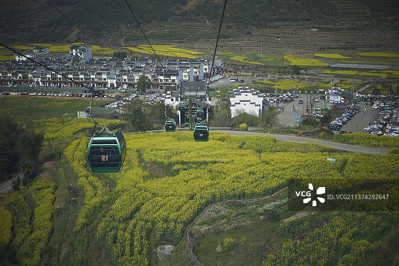 婺源篁岭缆车索道图片素材