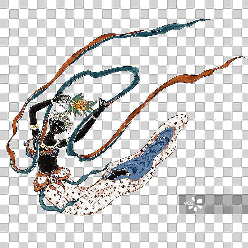 敦煌飞天壁画人物插画背景图片素材