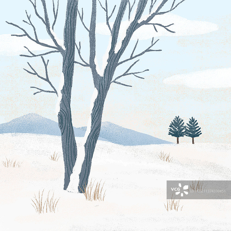 冬天雪地背景插画图片素材