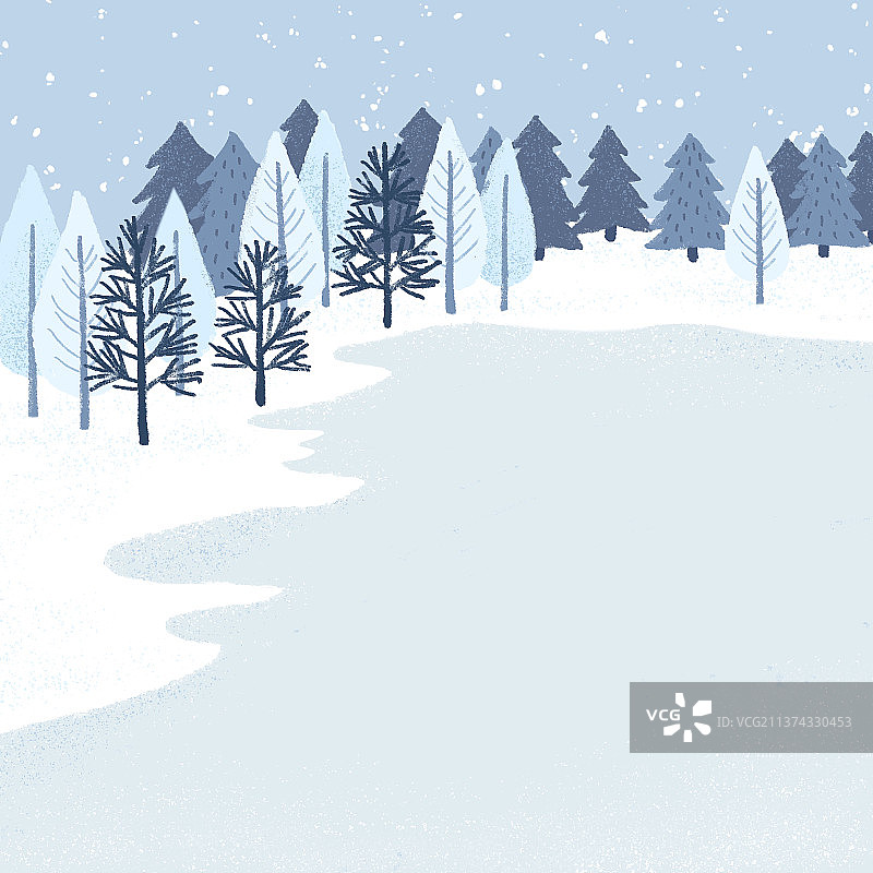 冬天雪地背景插画图片素材