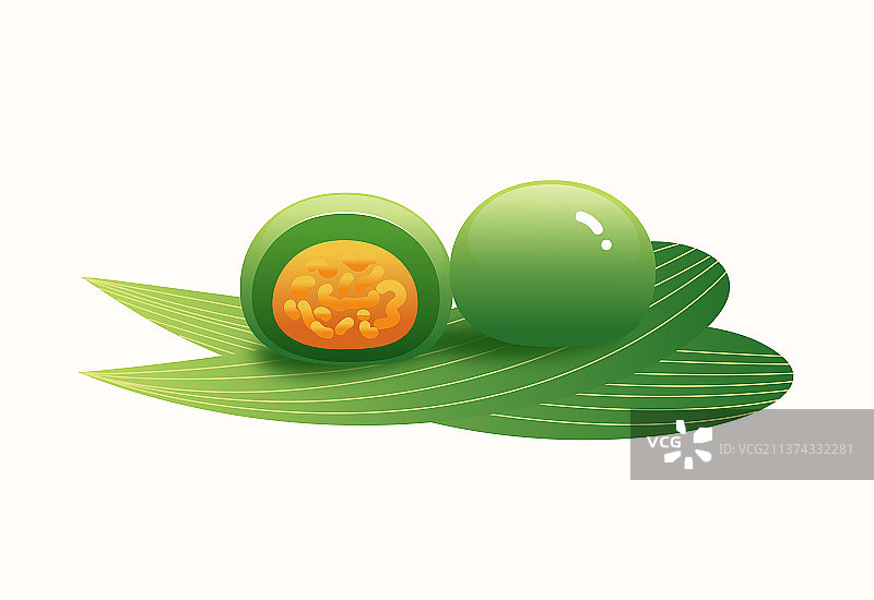 艾草春天青团点心插画图片素材