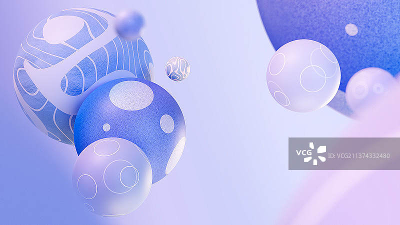 3D梦幻莫兰迪色系卡通球体背景图片素材